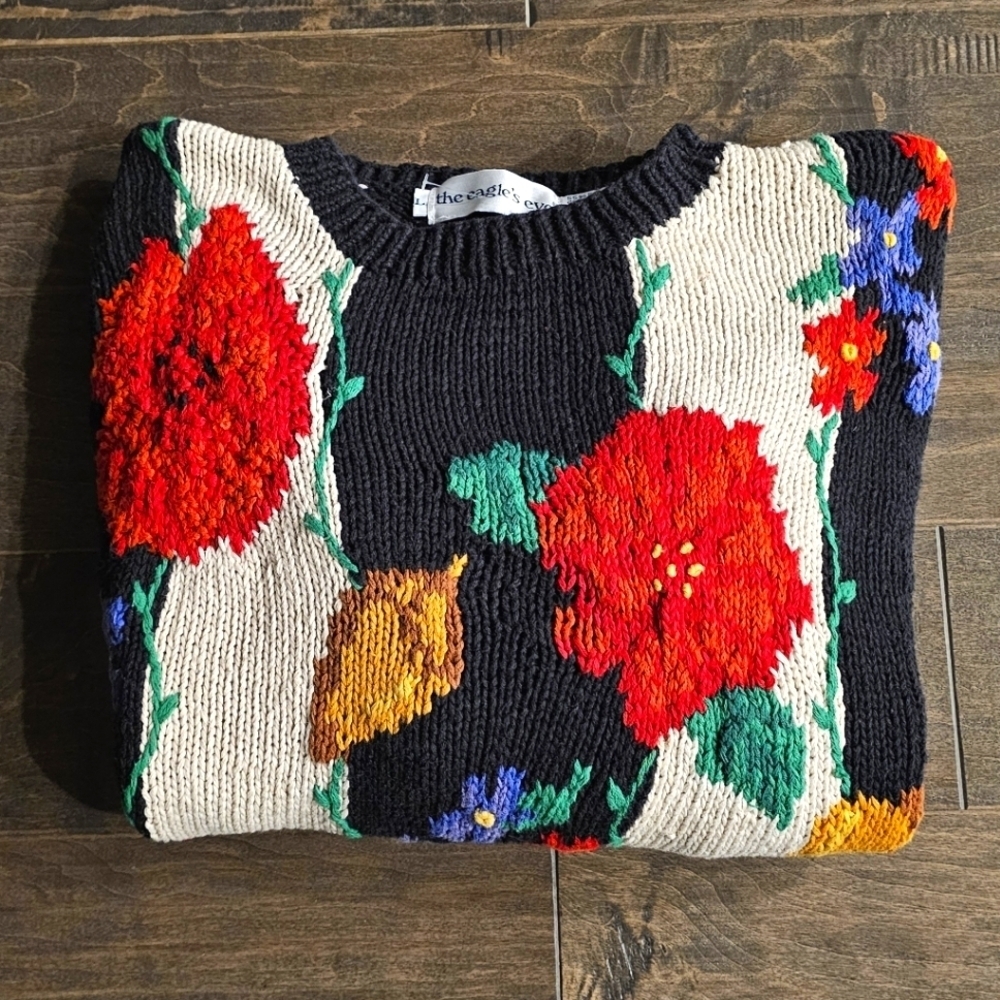 Vintage "The Eagle's Eye" Women's Knit Floral Sweater sz large - Picture 8 of 8